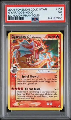 2006 POKEMON EX HOLON PHANTOMS 102 GYARADOS-HOLO GOLD STAR PSA 3 - Image 1