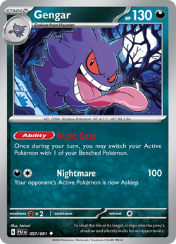 Pokemon TCG Gengar 057/091 REVERSE HOLO Uncommon Paldean Fates NM/M - Image 1
