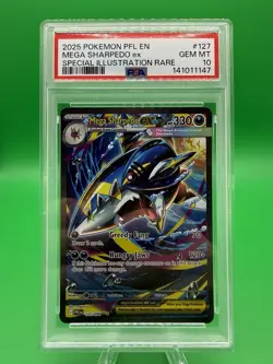2025 POKEMON PHANTASMAL FLAMES SPECIAL ILLUSTRATION RARE MEGA SHARPEDO EX PSA 10 - Image 3