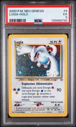 2001 Pokemon FRENCH Unlimited Neo Genesis Lugia Holo 9/111 PSA 5 EX - Image 1