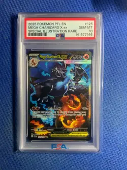 2025 Pokemon PFL EN Mega Charizard x Ex Special Illustration Rare PSA 10 125/094 - Image 1