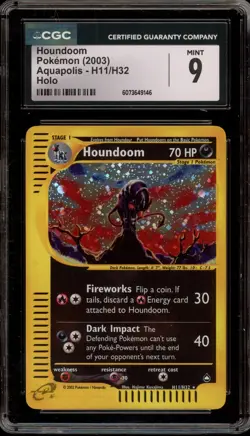 Pokemon Houndoom Aquapolis Holo Rare #H11 CGC 9 Mint - Image 1