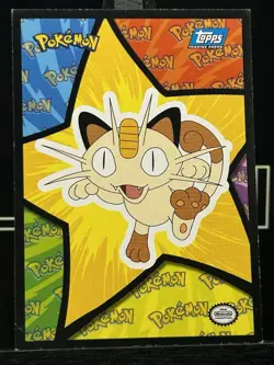 1999 Topps Pokemon the First Movie Puzzle Meowth Blue Logo Regular - Image 3