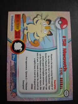 NM #52 Meowth Pokemon 1999 Topps TV Animation Edition Series 1 Blue Logo - Image 2