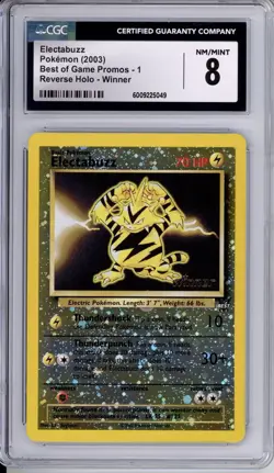 CGC 8 Electabuzz (Winner) Pokemon Vintage Best of Game Promos Reverse Holo #1 - Image 1