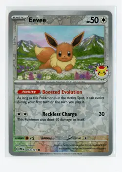 Pokemon TCG Prismatic Evolutions 074/131 Eevee Pokemon Day Stamp - Image 1