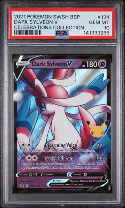 2021 POKEMON SWSH BLACK STAR PROMO CELEBRATIONS COLL #134 DARK SYLVEON V PSA 10 - Image 1