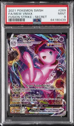 2021 POKEMON SWORD & SHIELD FUSION STRIKE SECRET #269 FULL ART/MEW VMAX PSA 9 - Image 1
