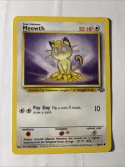 Pokemon TCG Meowth Jungle Card 56/64 1st Edition Common, Near Mint Condition - Image 1