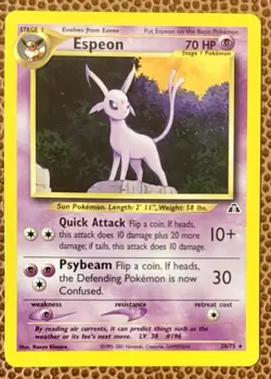 Pokemon TCG Espeon Neo Discovery 20/75 Rare Non-Holo Card WOTC Vintage - Image 1