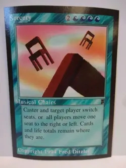 1994 Magic the Gathering Middle Ages Sticker: MUSICAL CHAIRS Banned MtG - Image 1