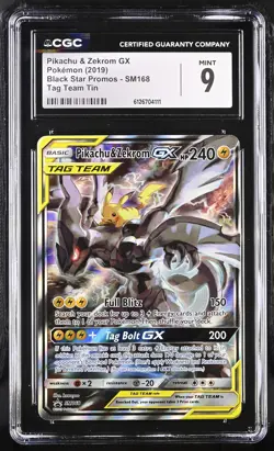 CGC 9 MINT Pikachu & Zekrom GX 2019 Black Star Promos SM168 Pokemon Card - Image 1