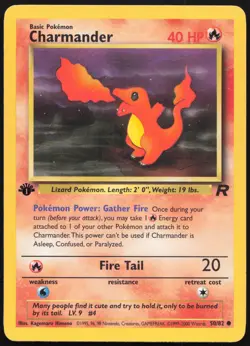 Carte Pokemon Charmander 50/82 Edition 1 Team Rocket English - Image 1