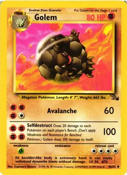 Pokemon TCG Golem Fossil 36/62 Regular Unlimited VLP - Image 1