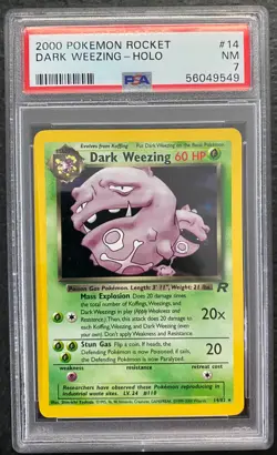 2000 POKEMON ROCKET #14 DARK WEEZING-HOLO PSA 7 - Image 1
