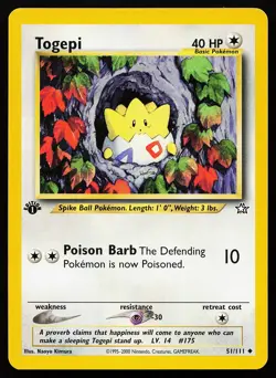 Togepi 51/111 Uncommon 1st Edition Neo Genesis Pokemon Card - Image 1