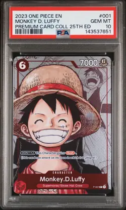 2023 ONE PIECE PREMIUM CARD COLLECTION 25TH EDITION #001 MONKEY D. LUFFY PSA 10 - Image 1