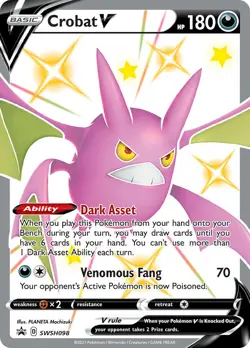 Crobat V SWSH098 - Black Star Promo - Full Art Holo Pokemon Card Near Mint (NM) - Image 1