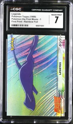 CGC 7 Topps Mewtwo Strikes Back: Legends #1 Mew RAINBOW FOIL Pokemon Card NM psa - Image 2