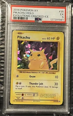 2016 POKEMON XY EVOLUTIONS CRACKED ICE #35 PIKACHU-HOLO PSA 5 - Image 1
