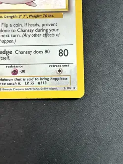 Pokemon TCG Chansey Base Set 3/102 Holo Unlimited Holo Rare - Image 4