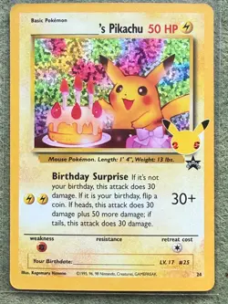 Pokemon TCG Birthday Pikachu #24 Celebrations 25th Anniversary NM - Image 1