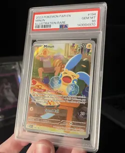 Pokemon Paradox Rift Minun 194/182 Illustration Rare (2023) - PSA 10 GEM MINT! - Image 1
