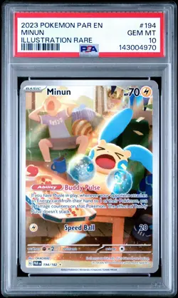 Pokemon Paradox Rift Minun 194/182 Illustration Rare (2023) - PSA 10 GEM MINT! - Image 3