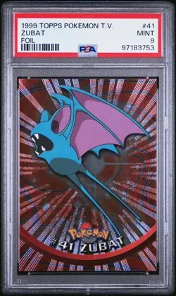 PSA 9 POKEMON TOPPS ZUBAT #41 FOIL Black Logo 1999 - Image 1