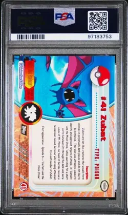 PSA 9 POKEMON TOPPS ZUBAT #41 FOIL Black Logo 1999 - Image 2