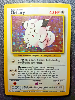 Pokemon Clefairy base set Holo Rare 5/102 Vintage MP - Image 1