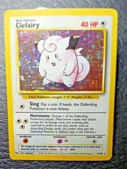 Pokemon Clefairy base set Holo Rare 5/102 Vintage MP - Image 5