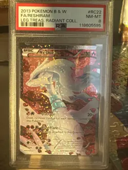 2013 POKEMON B&W LEGEND TREASURES RADIANT COLLECTION #RC22 FA/RESHIRAM PSA 8 - Image 1