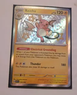 Pokemon Raichu 132/091 SV: Paldean Fates Shiny Rare Holo Card 120 HP English - Image 1