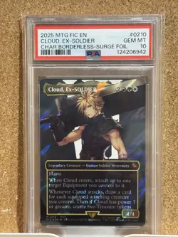 Magic MTG Cloud Ex-Soldier CHAR Borderless Surge Foil #0210 PSA 10 Gem Mint - Image 1