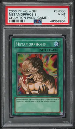 2006 YUGIOH CP01-EN003 METAMORPHOSIS SUPER RARE PSA 9 MINT #46358904 - Image 1
