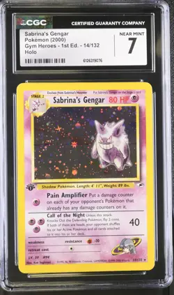 CGC 7 Sabrina's Gengar 2000 Gym Heroes 1st Edition 14/132 Holo Pokemon Card - Image 1