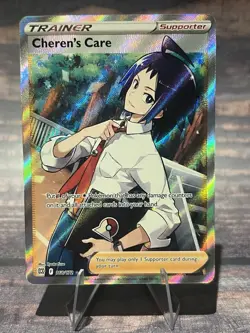 Cheren's Care 168/172 Brilliant Stars Full Art Ultra Rare Holo Pokemon Card NM - Image 1