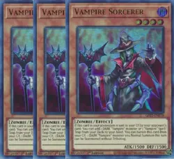 Yugioh Vampire Sorcerer x 3 - 1st Edition Ultra Rare NM - Free Holographic Card - Image 1