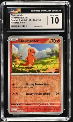 🔥🔥 CGC 10 ENGLISH Charmander 004/165 151 Reverse Holo Pokemon Card MEW EN - Image 1