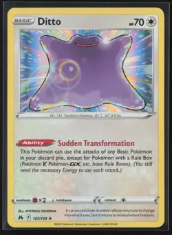 Ditto Holo Rare Crown Zenith 107/159 NM Pokemon Card - Image 1
