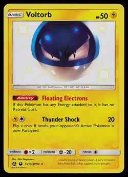 Pokemon Card - Voltorb Hidden Fates SV13/SV94 Shiny Holo Rare - Image 1