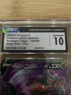 Hisuian Arcanine V 104/098 SUPER RARE 2022 Pokemon Card JPN CGC 10 GEM MINT!!! - Image 2