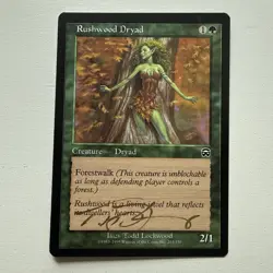1x Signed Rushwood Dryad MtG Mercadian Masques LP FREE SHIPPING - Image 1