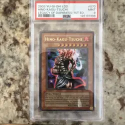 YUGIOH HINO-KAGU-TSUCHI 1st Edition Ultra Rare Holo LOD-070 PSA 9 MINT - Image 1