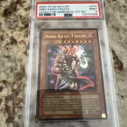 YUGIOH HINO-KAGU-TSUCHI 1st Edition Ultra Rare Holo LOD-070 PSA 9 MINT - Image 2