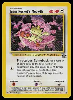 Pokemon Card - Team Rocket's Meowth WOTC Black Star Promo 18 Holo - Image 1