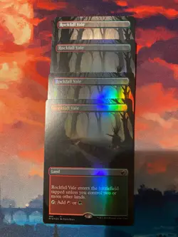 MTG Innistrad Midnight Hunt Rockfall Vale Borderless x 4, Three Foil + Mesa - Image 2