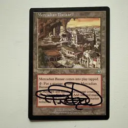 1x Signed Mercadian Bazaar LP Mercadian Masques MTG FREE SHIPPING - Image 1