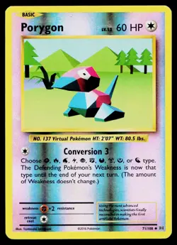 Porygon 71/108 Reverse Holo Uncommon Evolutions Pokemon Moderately Played - Image 1